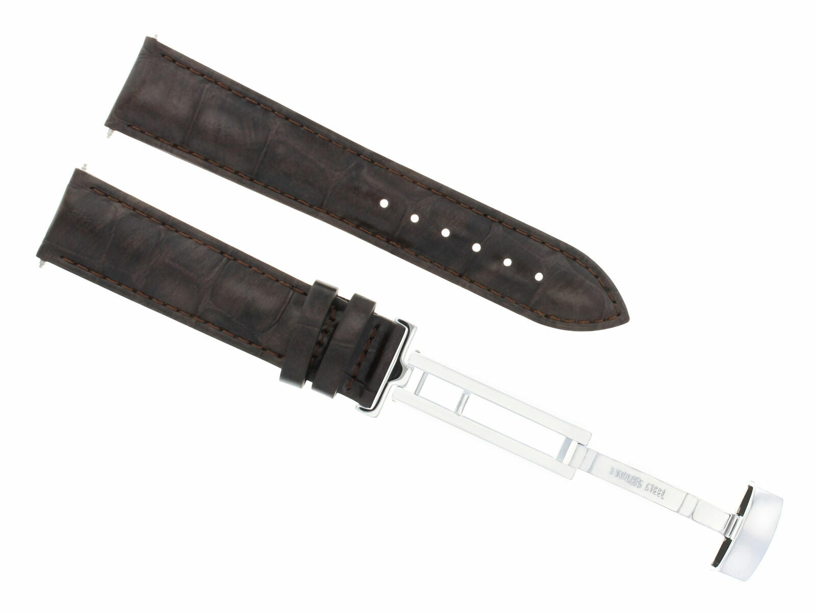 19MM LEATHER WATCH BAND STRAP DEPLOYMENT CLASP FOR MAURICE LACROIX DARK BROWN 1A
