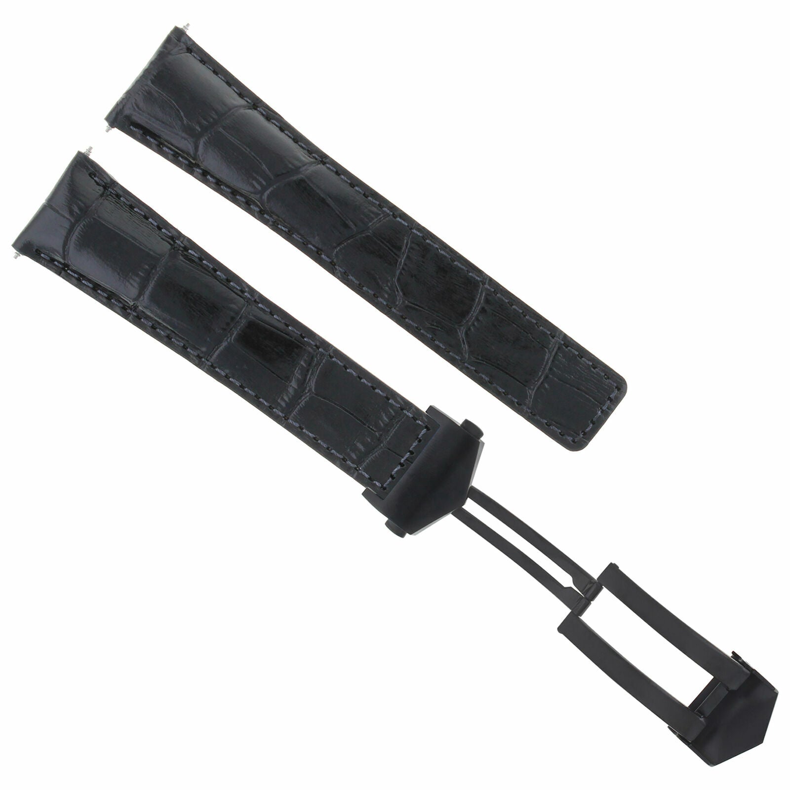 22MM LEATHER WATCH STRAP BAND CLASP FOR TAG HEUER CARRERA MONACO 36 BLACK