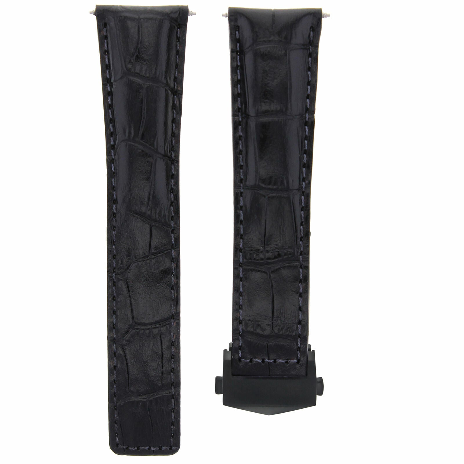 22MM LEATHER WATCH STRAP BAND CLASP FOR TAG HEUER CARRERA MONACO 36 BLACK