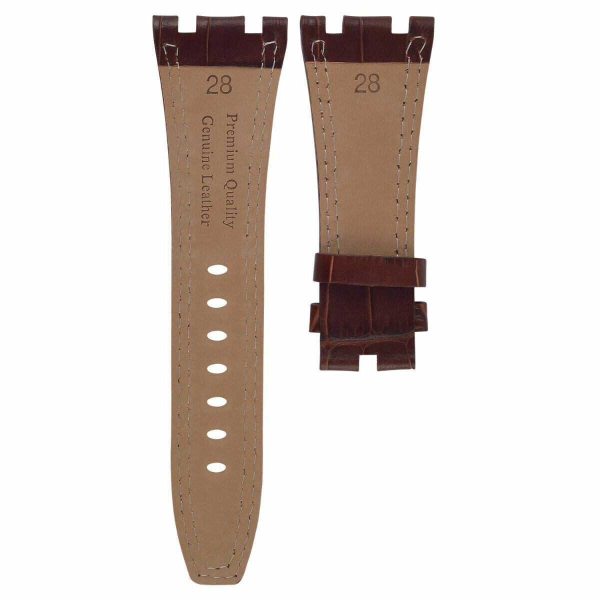 28MM LEATHER STRAP BAND FOR 42MM AUDEMARS PIGUET ROYAL OAK OFFSHORE BROWN TQ