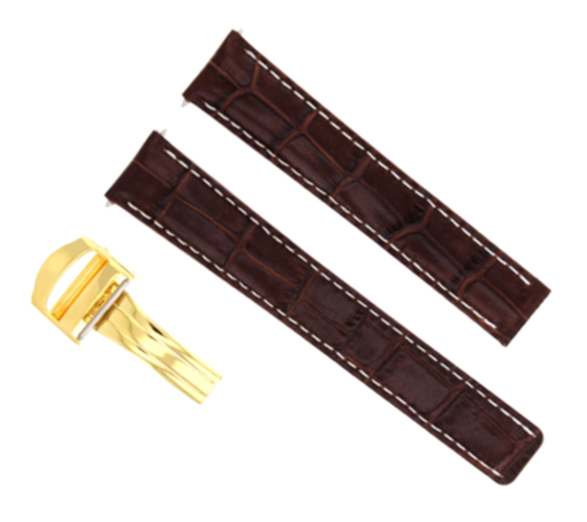 18MM LEATHER BAND STRAP FOR CARTIER TANK DEPLOYMENT CLASP 18/16 BROWN WS GOLD