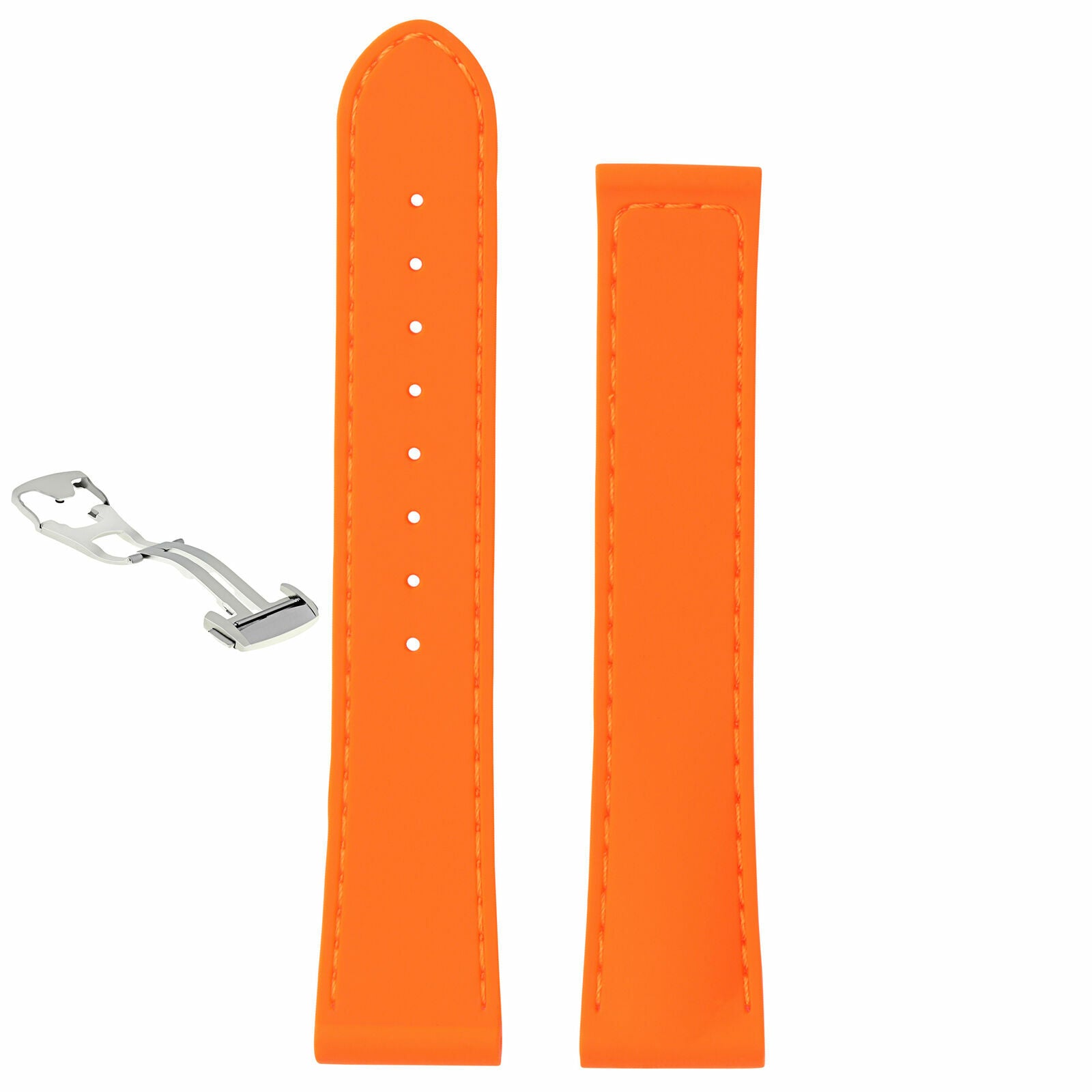 20MM RUBBER STRAP BAND FOR OMEGA SEAMASTER WATCH + DEPLOYMENT CLASP ORANGE