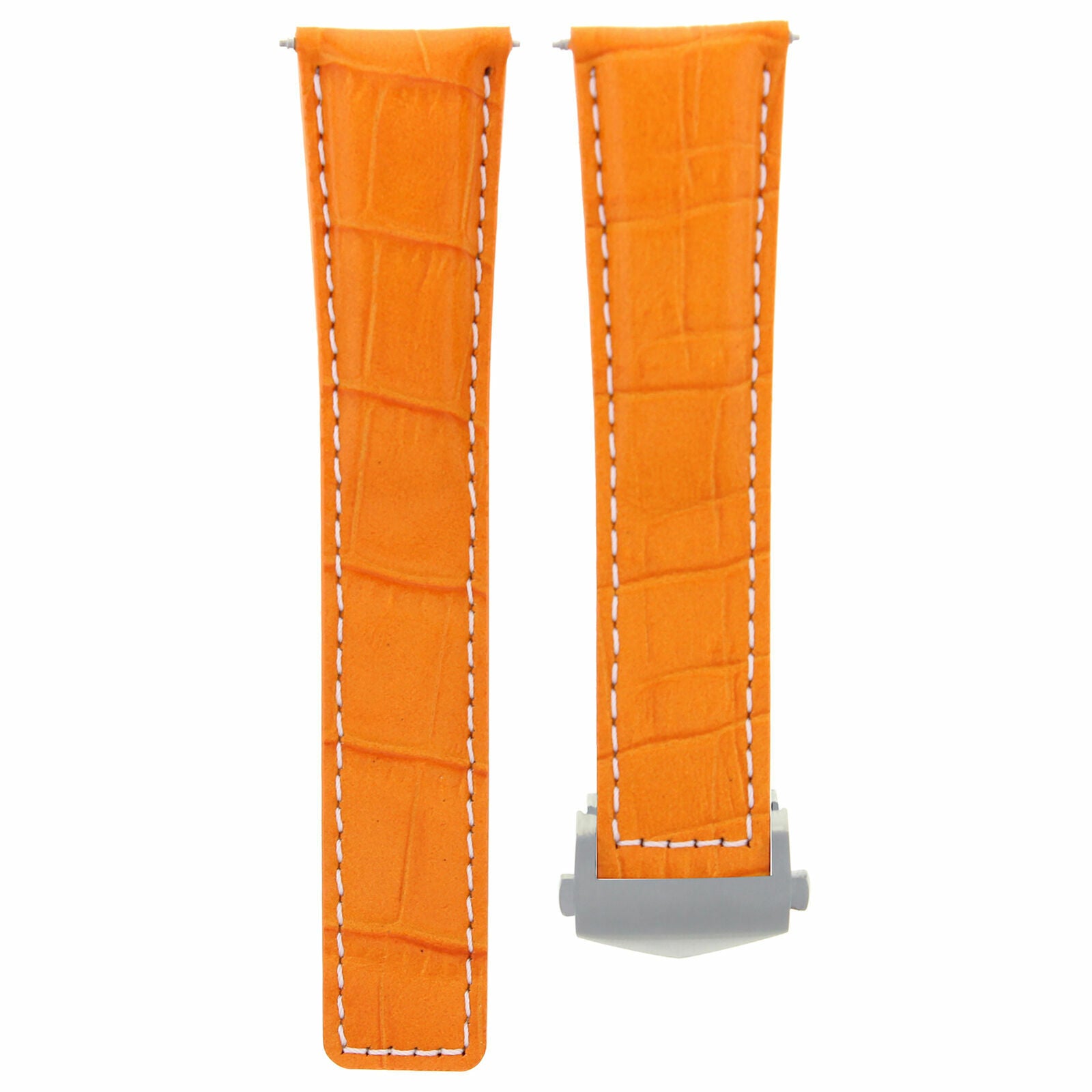 19MM LEATHER BAND STRAP FOR TAG HEUER CARRERA TWIN TIME CV2111 BUCKLE ORANGE WS