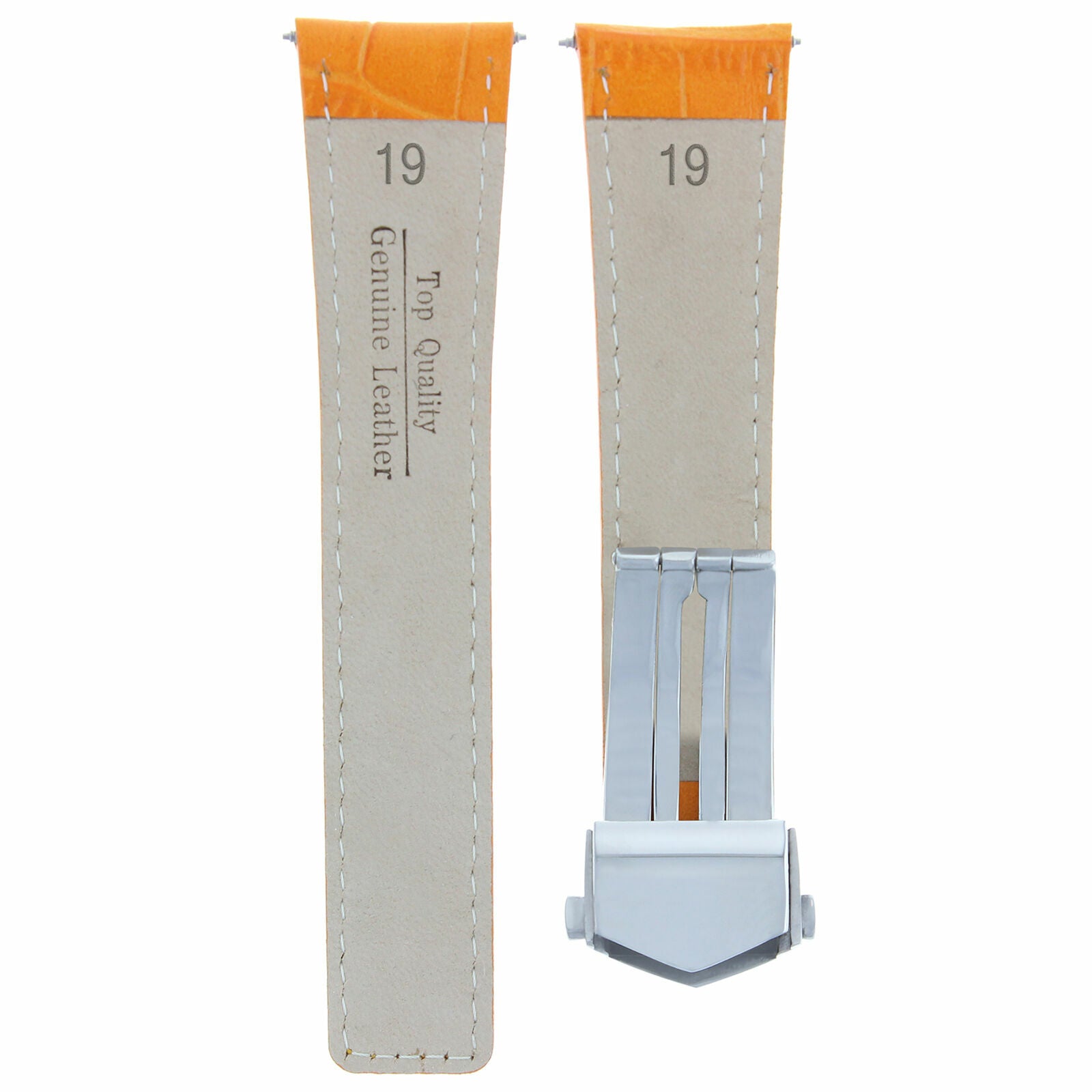 19MM LEATHER BAND STRAP FOR TAG HEUER CARRERA TWIN TIME CV2111 BUCKLE ORANGE WS