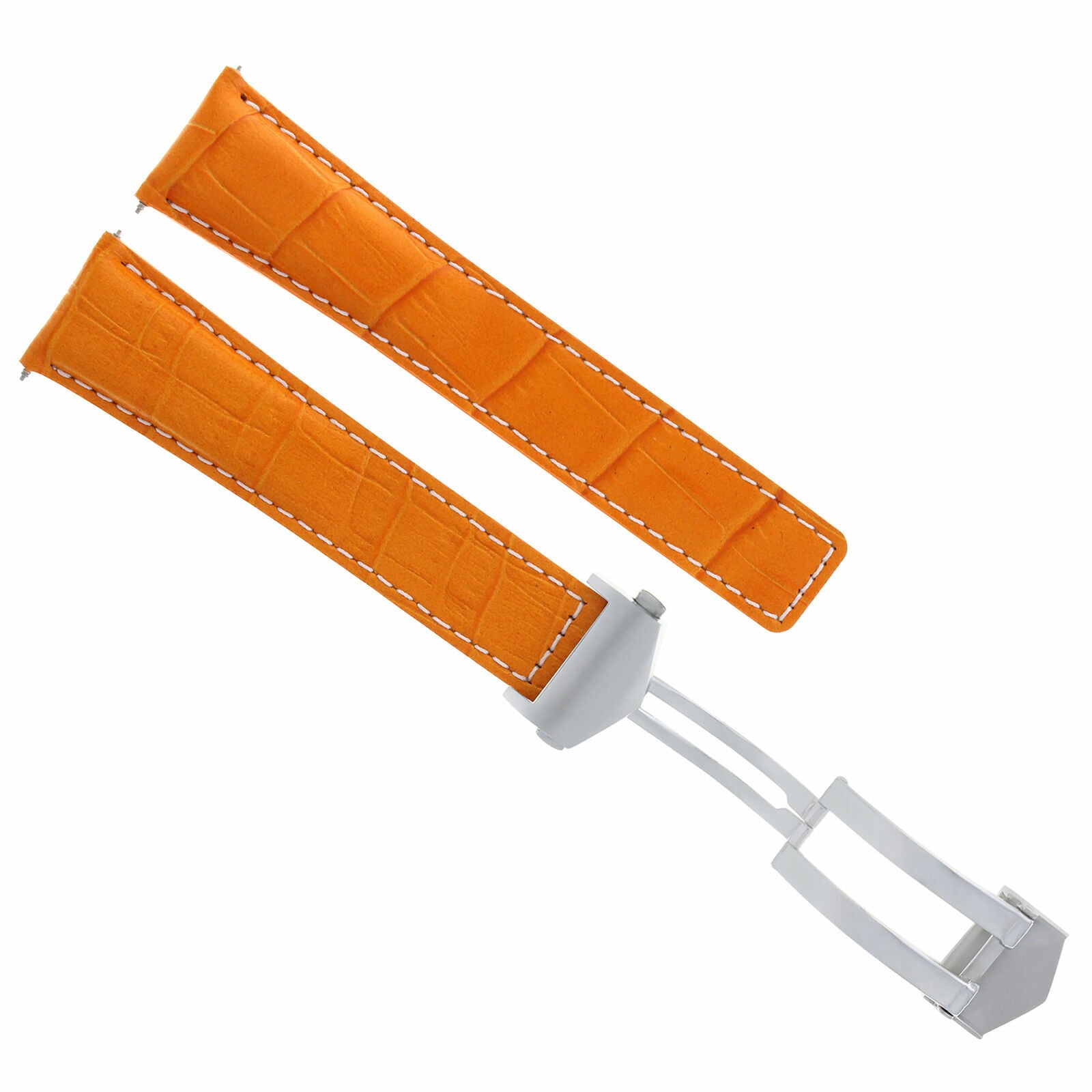 19MM LEATHER BAND STRAP FOR TAG HEUER CARRERA TWIN TIME CV2111 BUCKLE ORANGE WS