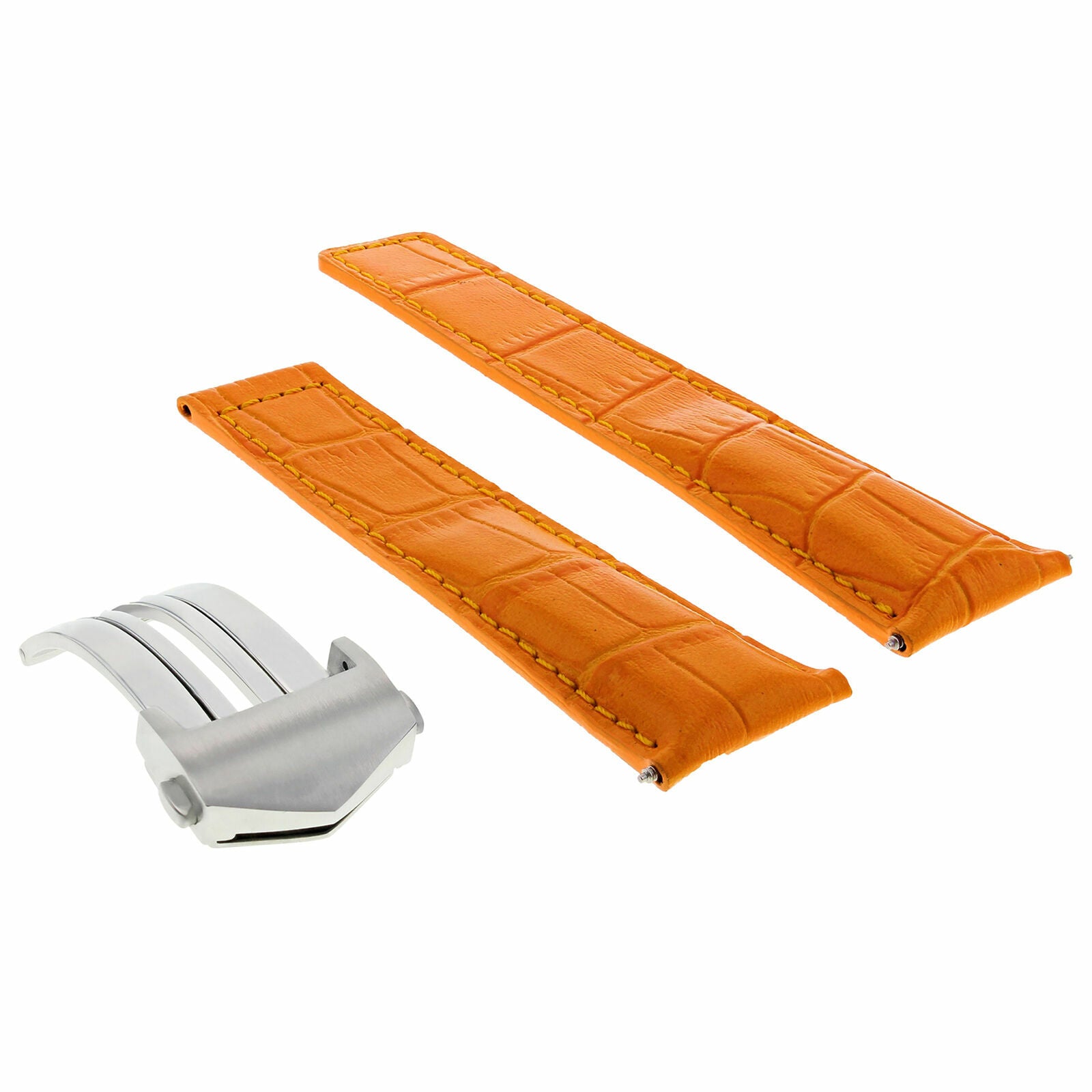 19MM LEATHER STRAP BUCKLE FOR TAG HEUER CARRERA TWIN TIME CALIBRE 7 ORANGE 3TC