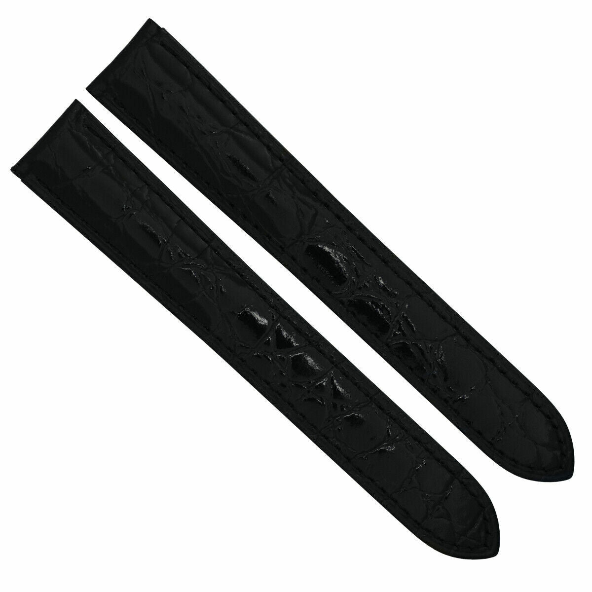 24MM GENUINE LEATHER STRAP ALLIGATOR GRAIN BAND FIT CALIBRE DE CARTIER BLACK