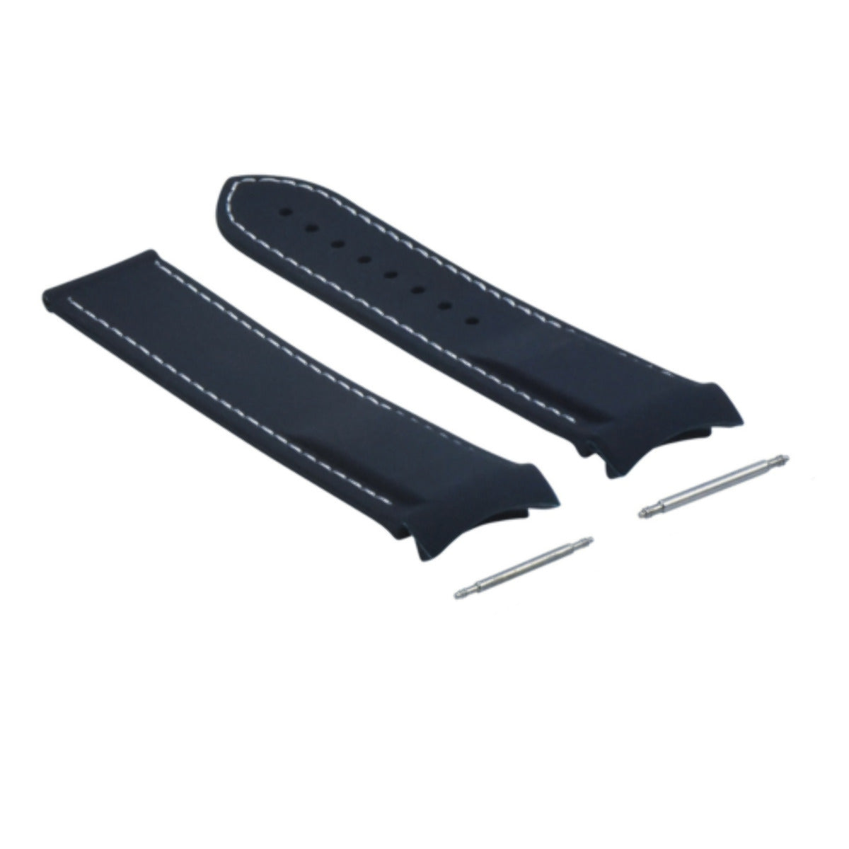 20MM RUBBER DIVER STRAP BAND 41MM FOR OMEGA SEAMASTER CURVED END BLUE WHITE STITCH