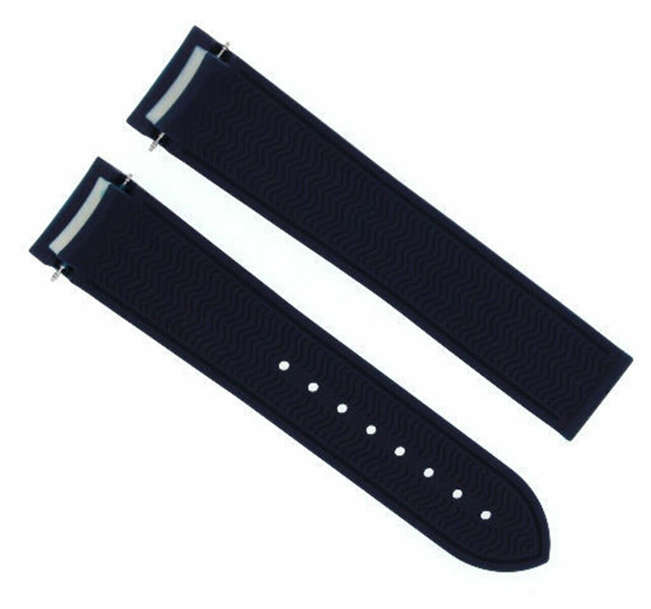 20MM RUBBER DIVER STRAP BAND 41MM FOR OMEGA SEAMASTER CURVED END BLUE BLUE STITCH