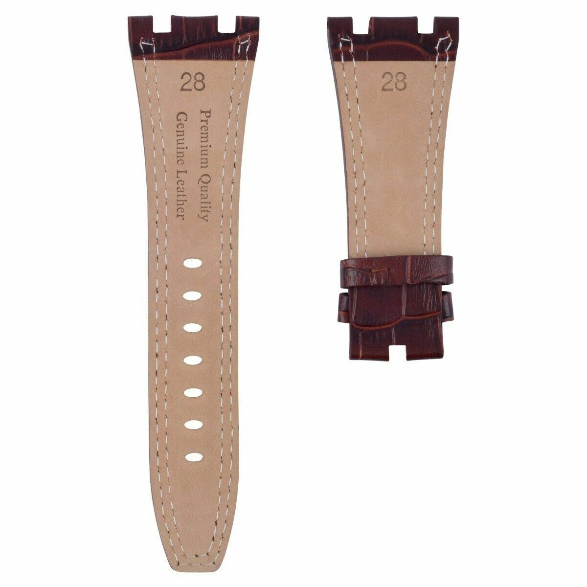 28MM LEATHER WATCH BAND STRAP FOR 42MM AUDEMARS PIGUET 15703ST 26470ST BROWN OS