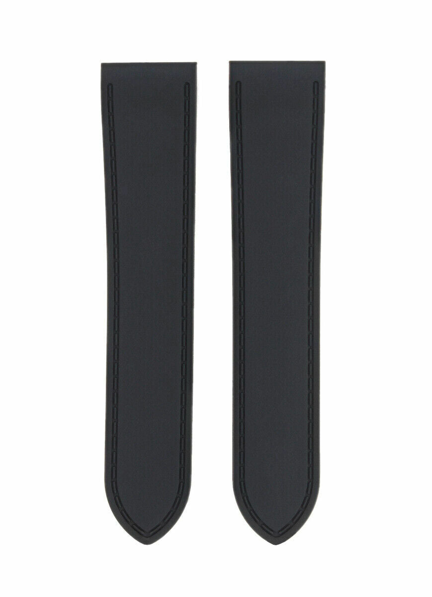 23MM PU RUBBER STRAP DIVER WATCH BAND FOR CARTIER SANTOS 100XL EXTRA LARGE BLACK