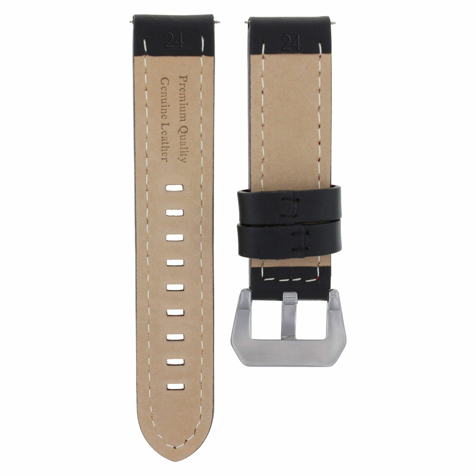 20MM BUFFALO LEATHER WATCH STRAP BAND FOR BREITLING PILOT NAVITIMER BLACK WS