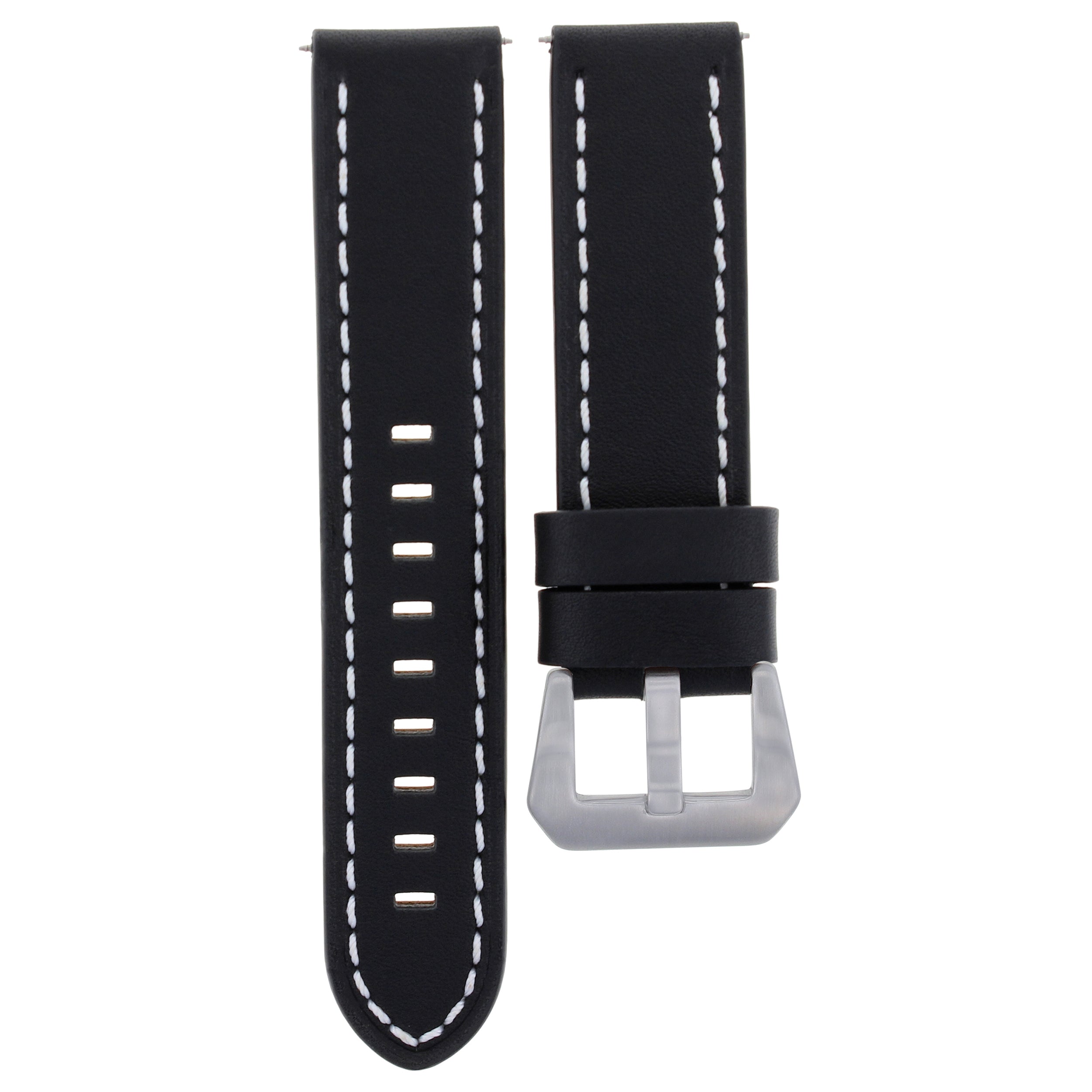 24MM BUFFALO LEATHER WATCH BAND STRAP FOR BREITLING NAVITIMER BENTELY BLACK WS