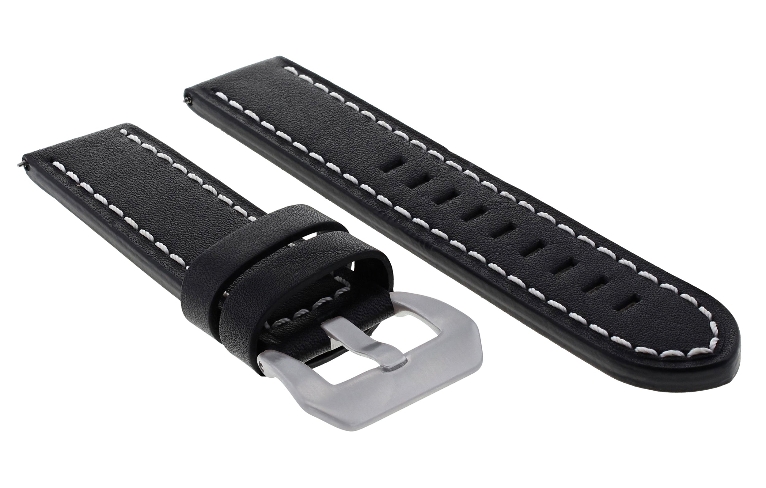 24MM BUFFALO LEATHER WATCH BAND STRAP FOR BREITLING NAVITIMER BENTELY BLACK WS