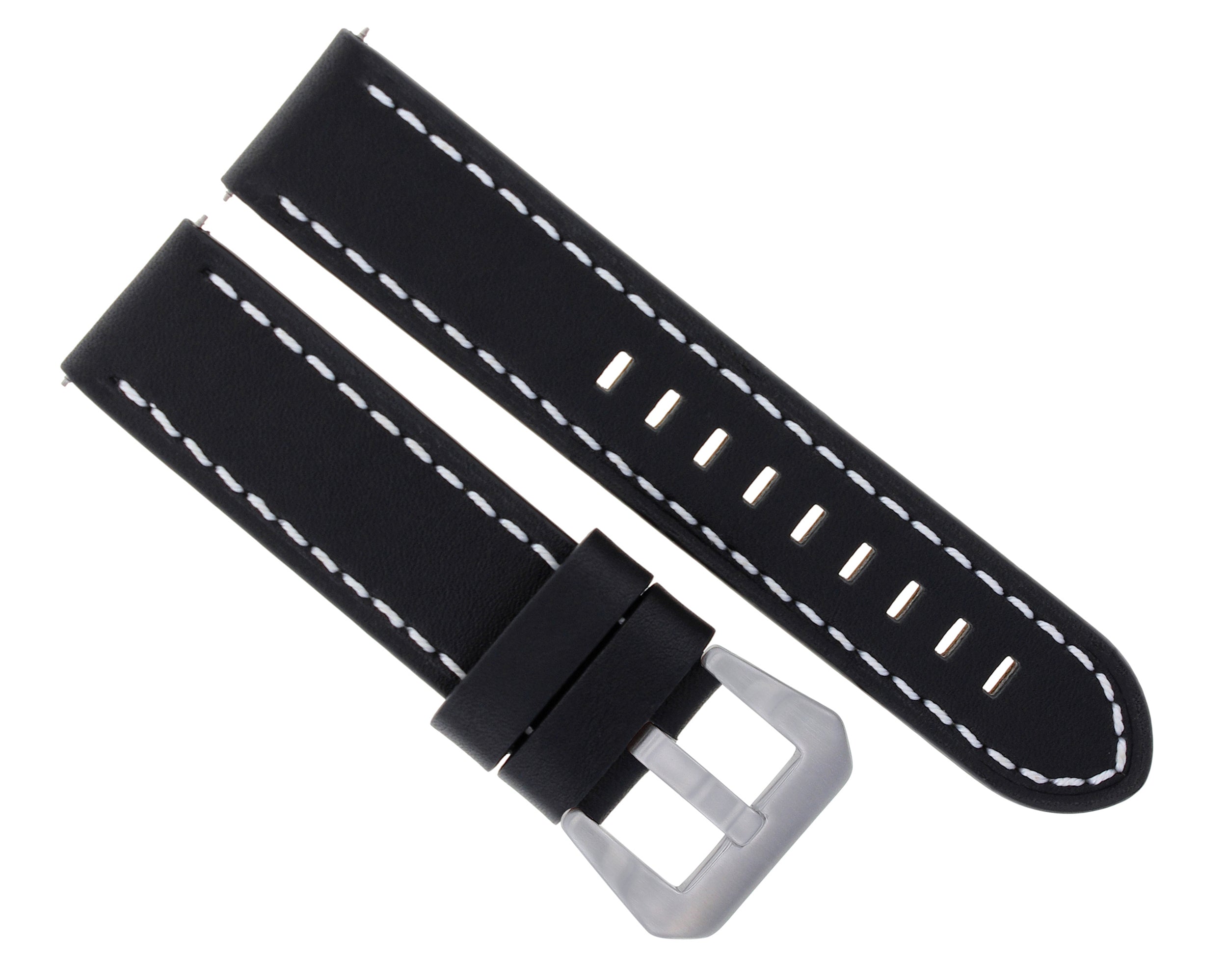 24MM BUFFALO LEATHER WATCH BAND STRAP FOR BREITLING NAVITIMER BENTELY BLACK WS