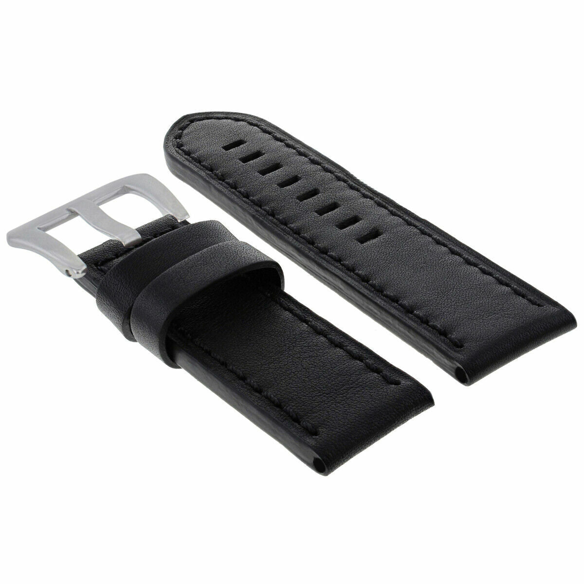 20MM LEATHER WATCH BAND STRAP FOR BREITLING PILOT NAVITIMER CHRONOMAT COLT BLACK