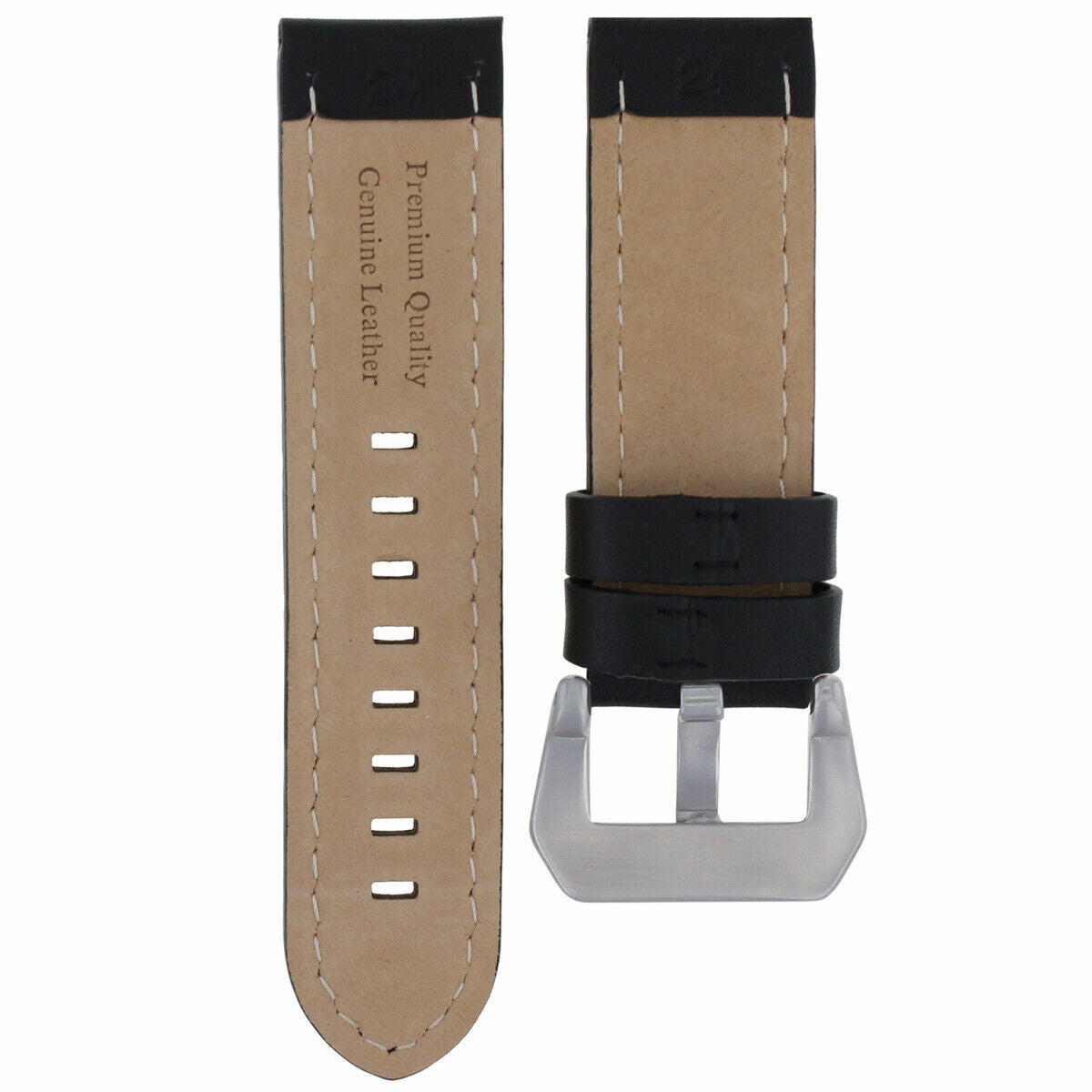 20MM LEATHER WATCH BAND STRAP FOR BREITLING PILOT NAVITIMER CHRONOMAT COLT BLACK