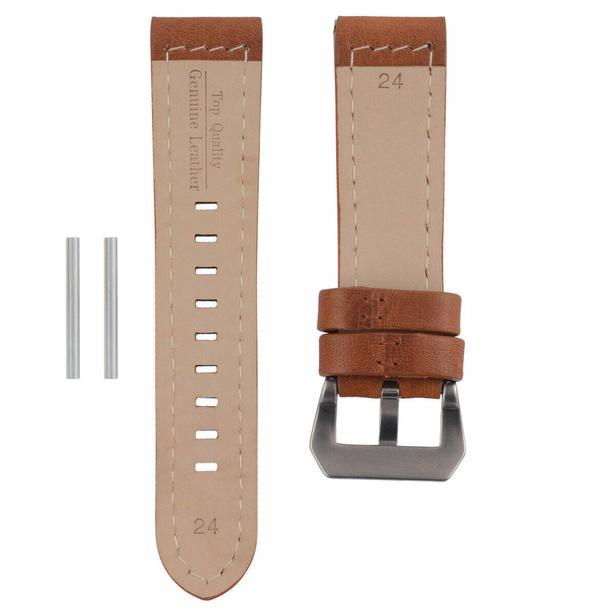 24MM COW LEATHER WATCH BAND STRAP FOR BREITLING NAVITIEMER CHRONOMAT COLT TAN