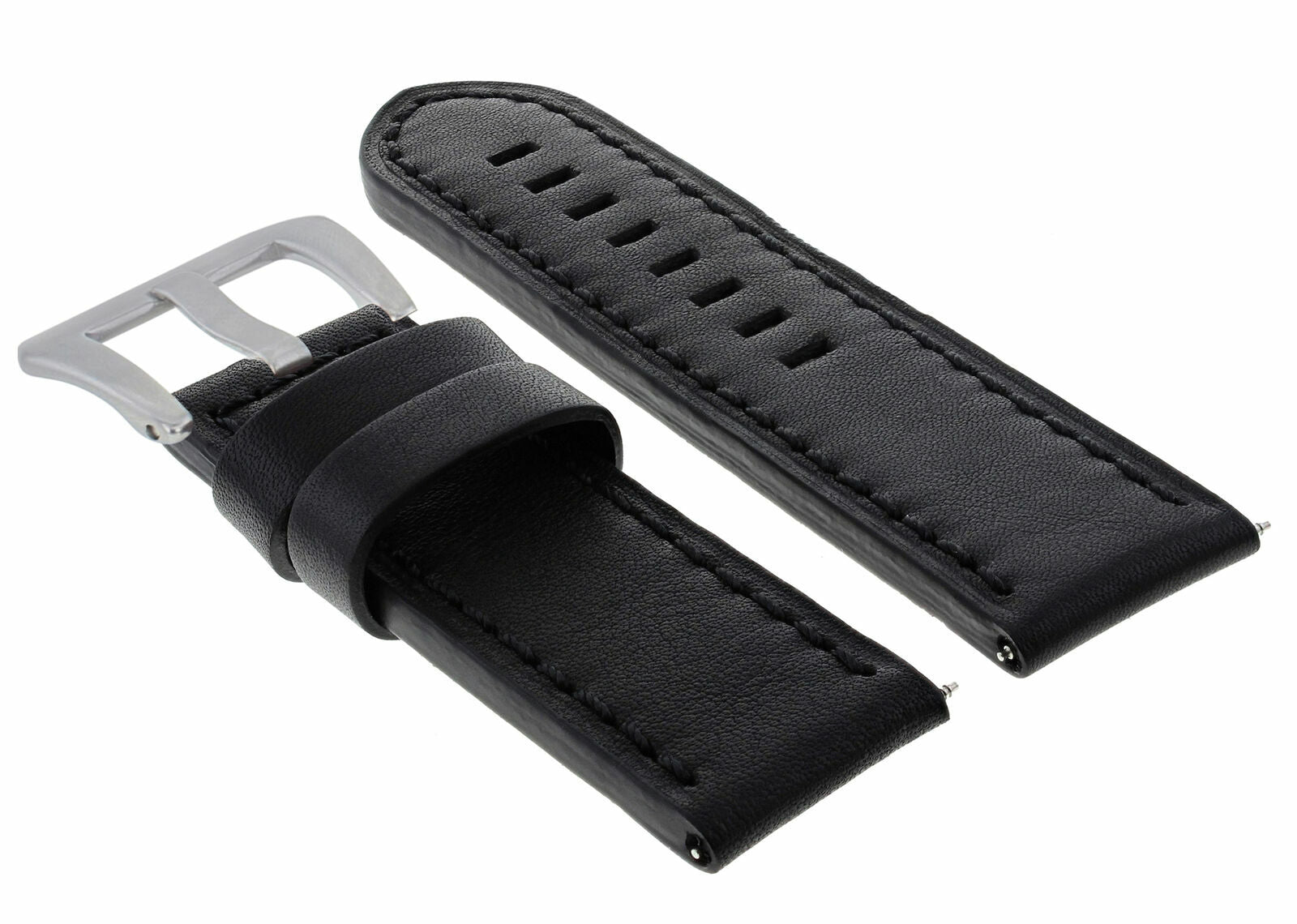 24MM LEATHER WATCH BAND STRAP FOR BREITLING NAVITIMER CHRONOMAT BENTLEY BLACK