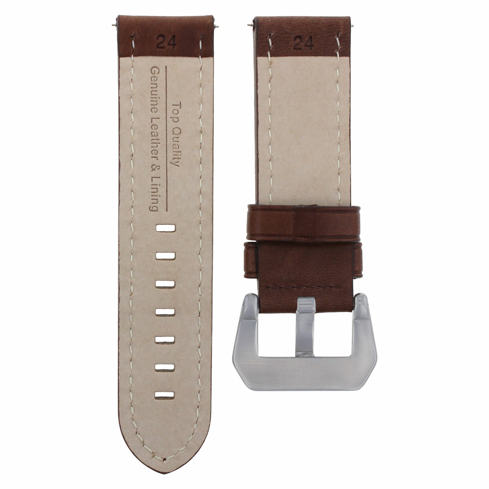 24MM COW LEATHER WATCH BAND STRAP FOR BREITLING WATCH NAVITIMER COLT D/BROWN