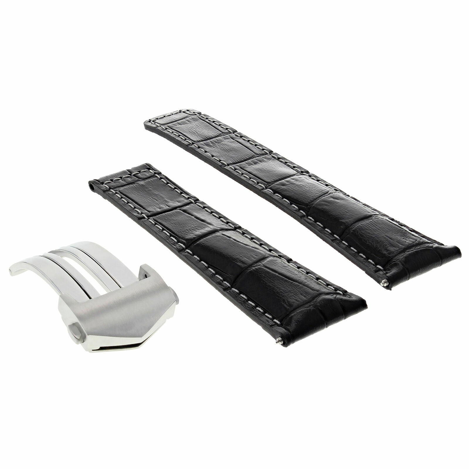 19MM LEATHER BAND STRAP FOR TAG HEUER CARRERA CV2111 CV2113 F1 + CLASP BLACK WS