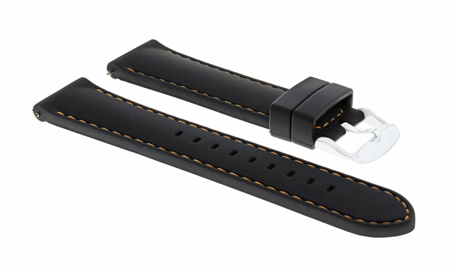 22MM SOFT RUBBER DIVER STRAP FOR OMEGA SEAMASTER PLANET OCEAN BLACK ORANGE STITC
