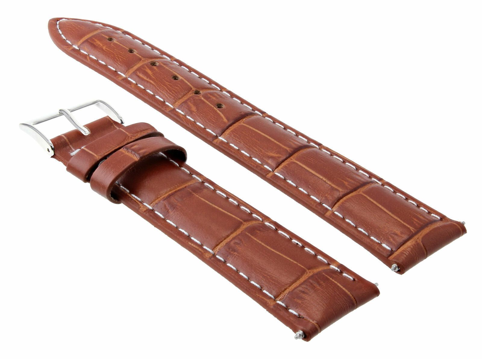 18MM LEATHER WATCH STRAP BAND FOR ROLEX WATCH TAN COLOR WHITE STITCHING