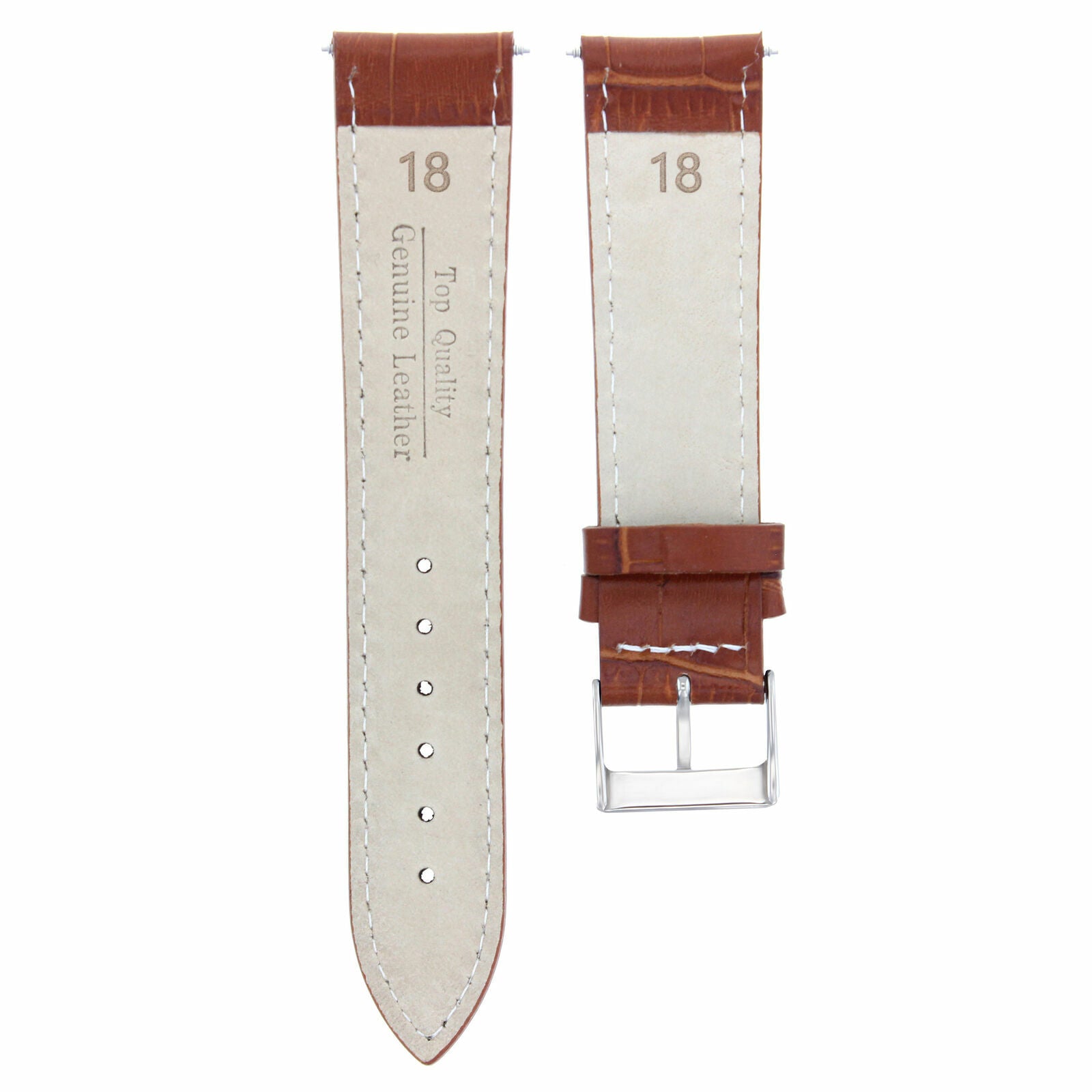 18MM LEATHER WATCH STRAP BAND FOR ROLEX WATCH TAN COLOR WHITE STITCHING