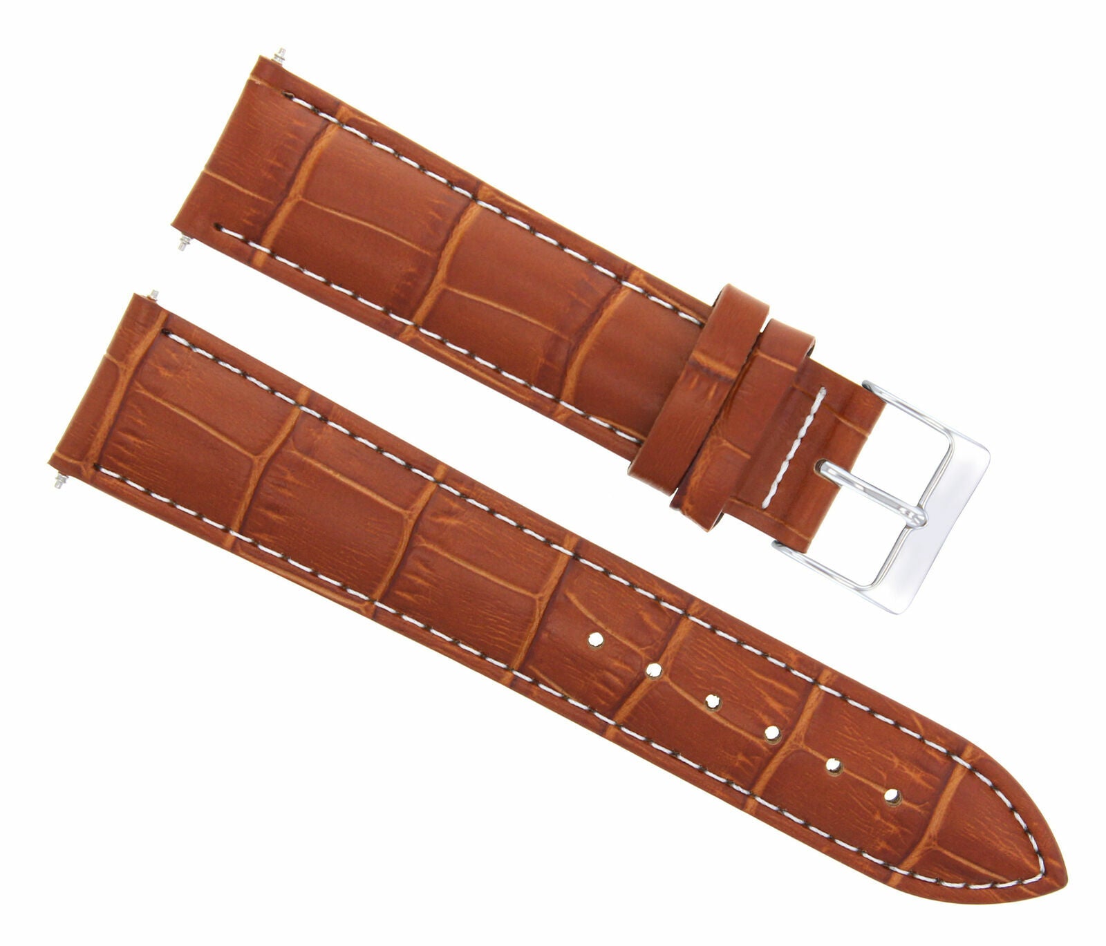 18MM LEATHER WATCH STRAP BAND FOR ROLEX WATCH TAN COLOR WHITE STITCHING