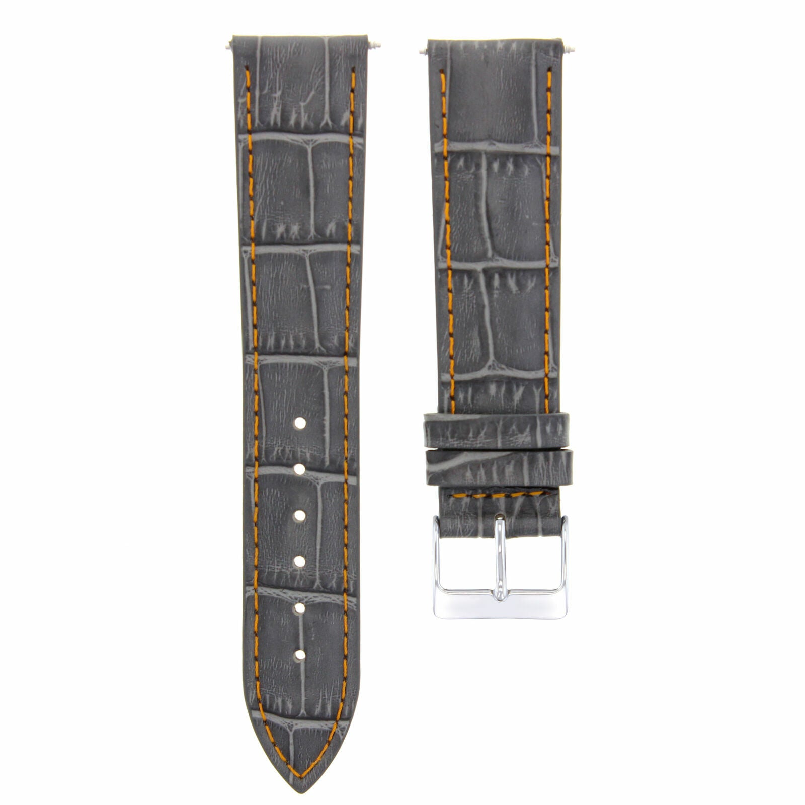 18MM ALLIGATOR ITALIAN LEATHER WATCH STRAP BAND FOR ROLEX GREY ORANGE STITCH