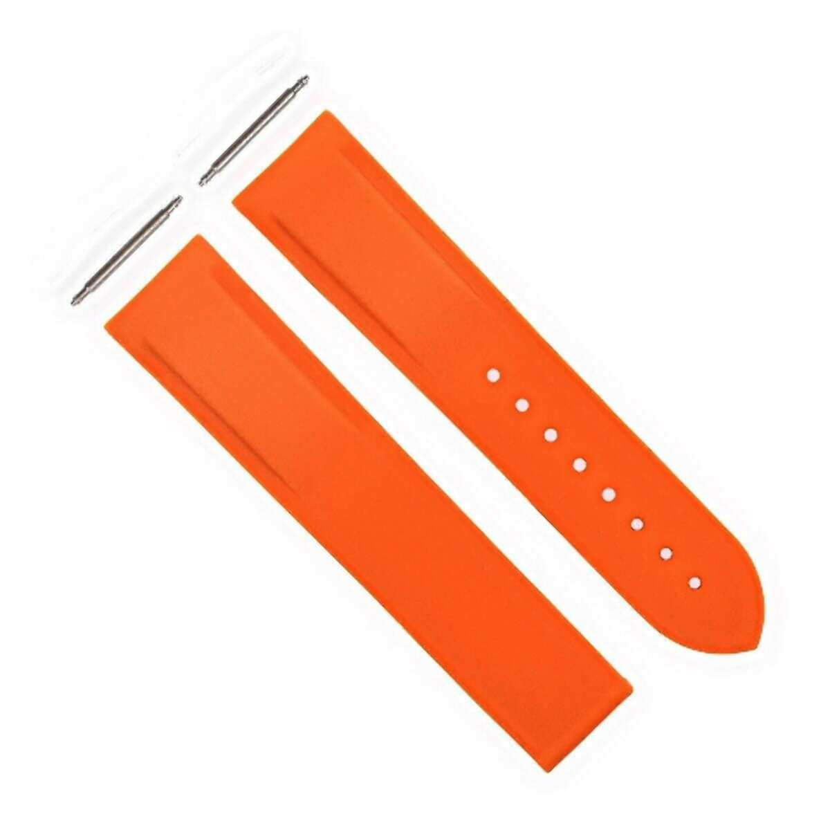 22MM RUBBER DIVER STRAP BAND FOR OMEGA SEAMASTER PLANET OCEAN CURVED END ORANGE