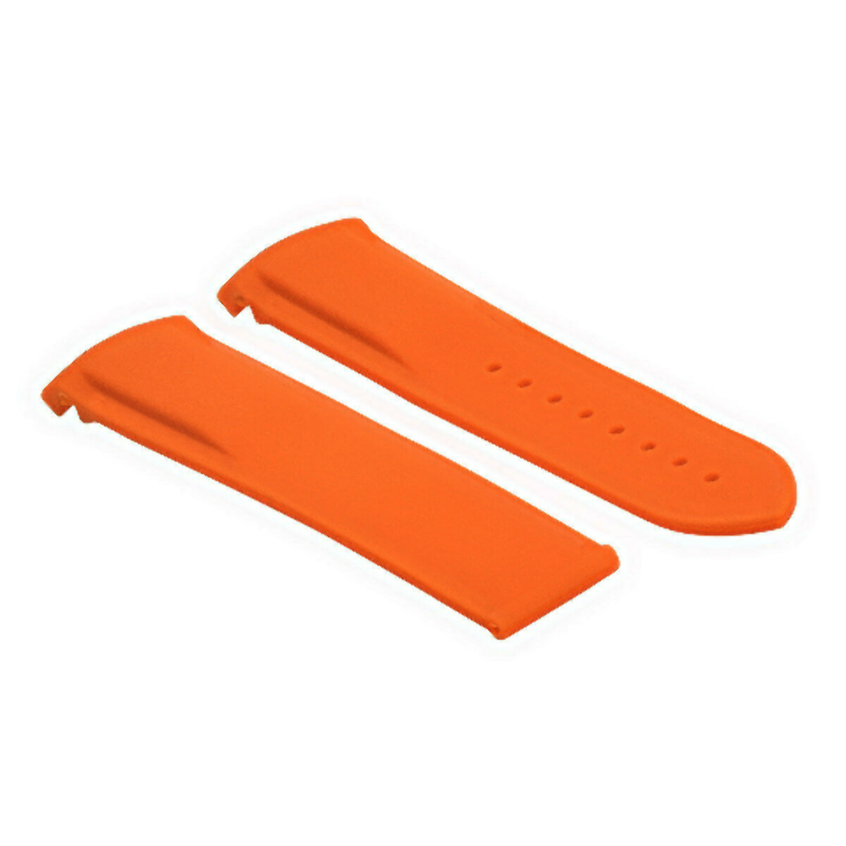 22MM RUBBER DIVER STRAP BAND FOR OMEGA SEAMASTER PLANET OCEAN CURVED END ORANGE
