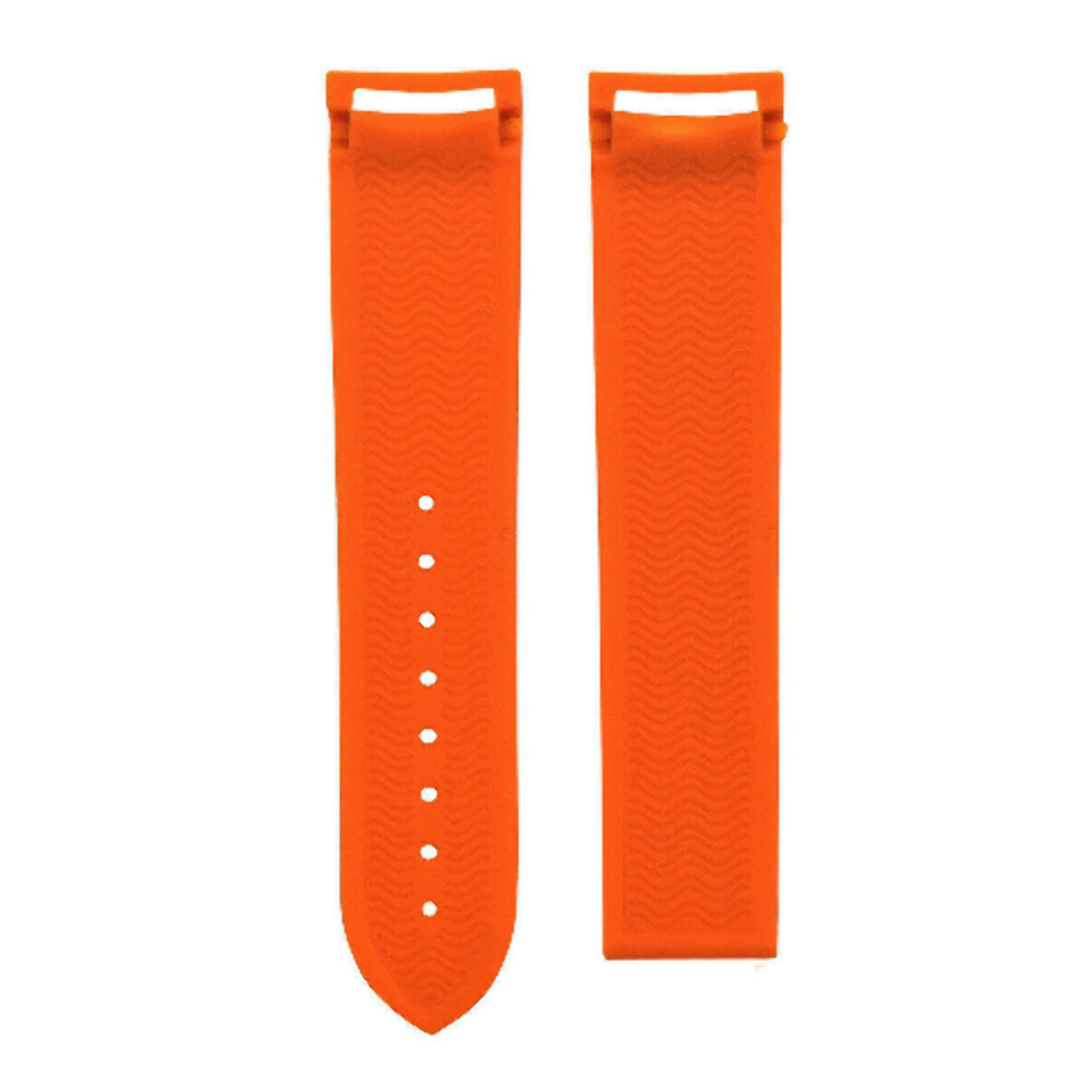 22MM RUBBER DIVER STRAP BAND FOR OMEGA SEAMASTER PLANET OCEAN CURVED END ORANGE
