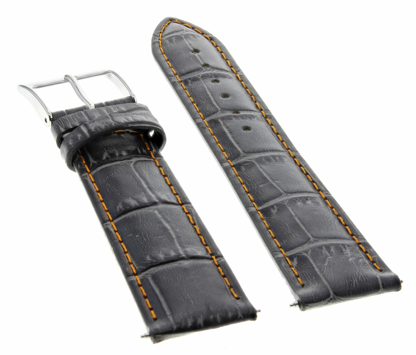 20MM ALLIGATOR LEATHER WATCH STRAP BAND FOR ROLEX DATEJUST GREY ORANGE STITCH