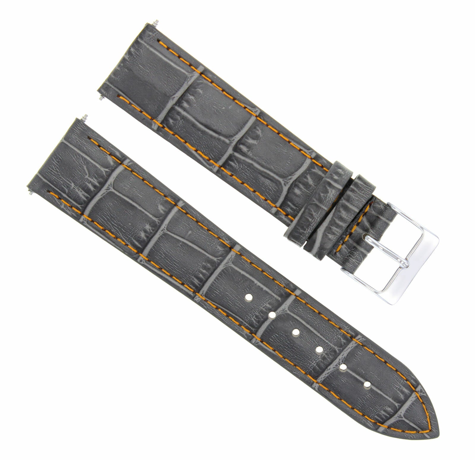 20MM ALLIGATOR LEATHER WATCH STRAP BAND FOR ROLEX DATEJUST GREY ORANGE STITCH