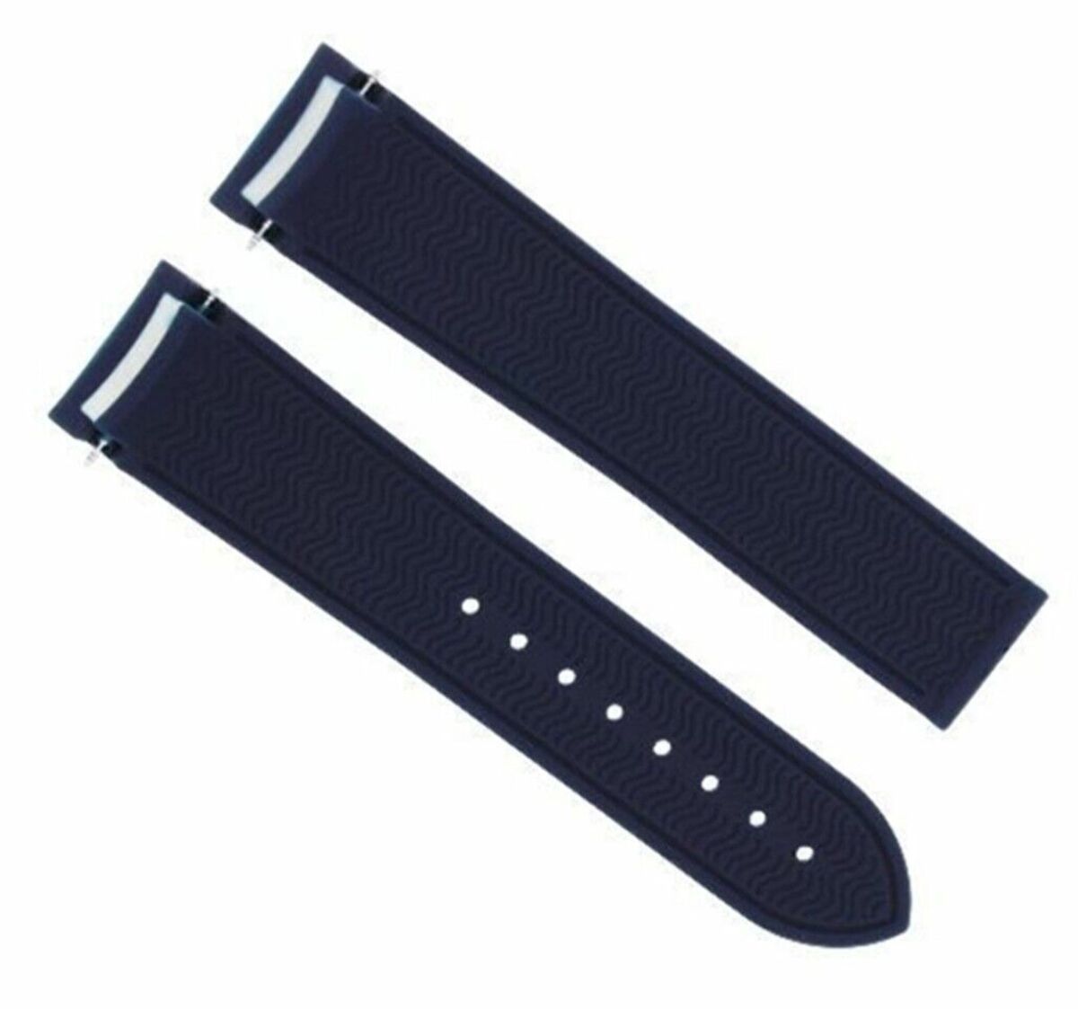 22MM RUBBER DIVER STRAP BAND FOR OMEGA SEAMASTER PLANET OCEAN WATCH CURVED END BLUE