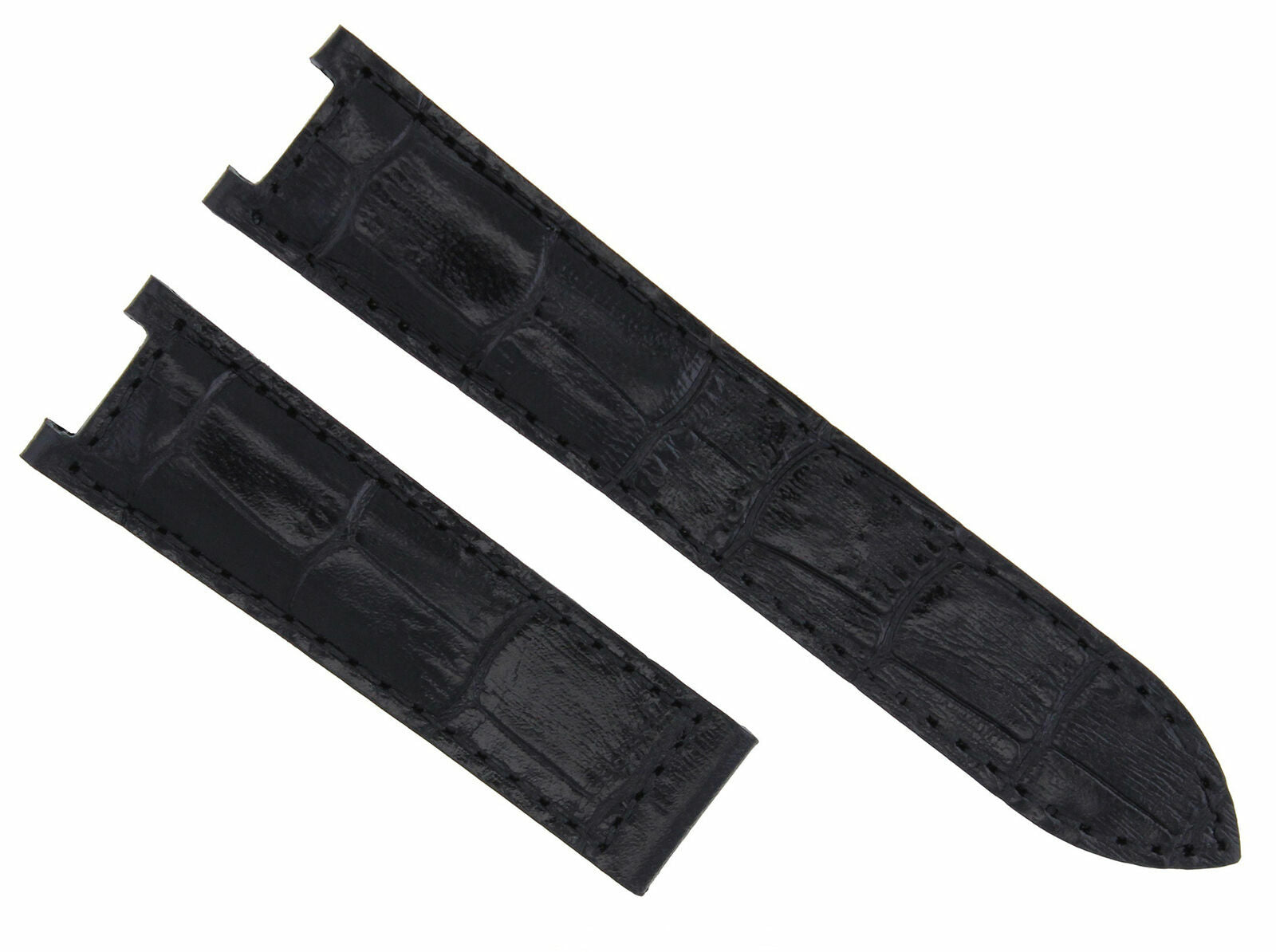 LEATHER WATCH BAND STRAP FOR FIT CARTIER SEATIMER DEPLOYMENT CLASP 20MM BLACK