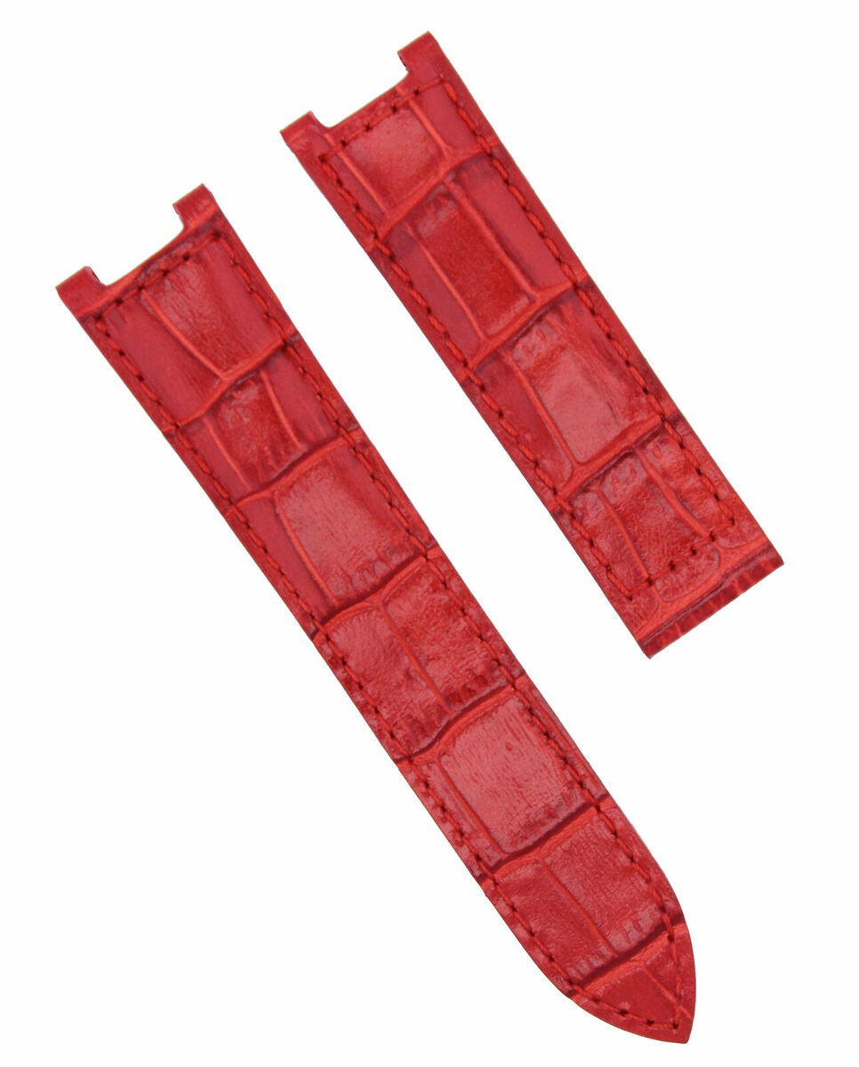 LEATHER WATCH BAND STRAP FOR CARTIER SEATIMER WATCH DEPLOYMENT CLASP 20MM RED