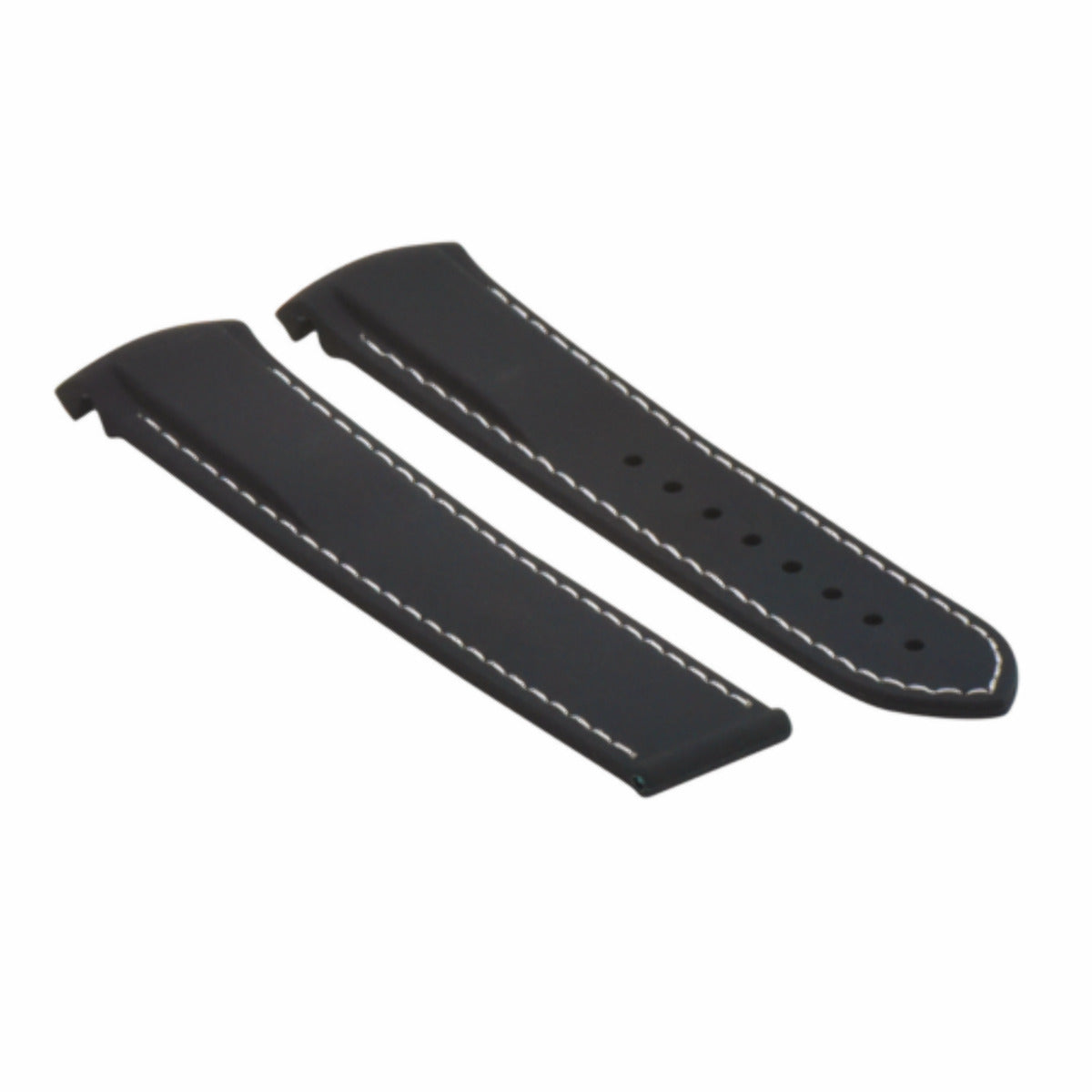 22MM RUBBER DIVER STRAP BAND FOR OMEGA SEAMASTER PLANET OCEAN CURVED END BLACK WS