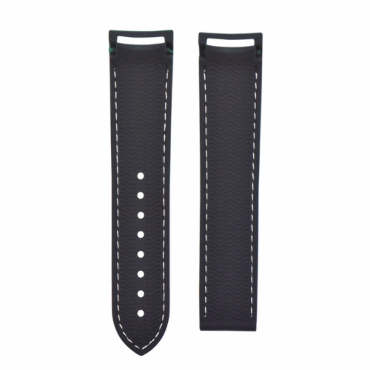 22MM RUBBER DIVER STRAP BAND FOR OMEGA SEAMASTER PLANET OCEAN CURVED END BLACK WS