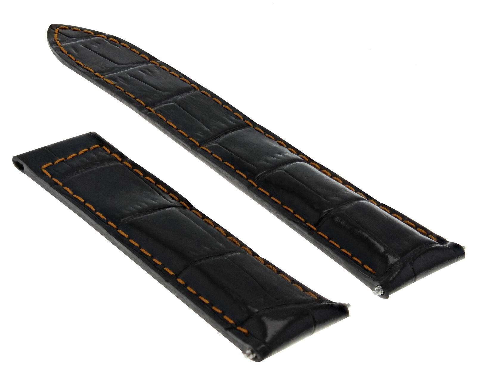 20MM LEATHER WATCH BAND STRAP CLASP FOR FIT CARTIER TANK FRANCAISE BLACK ORANGE
