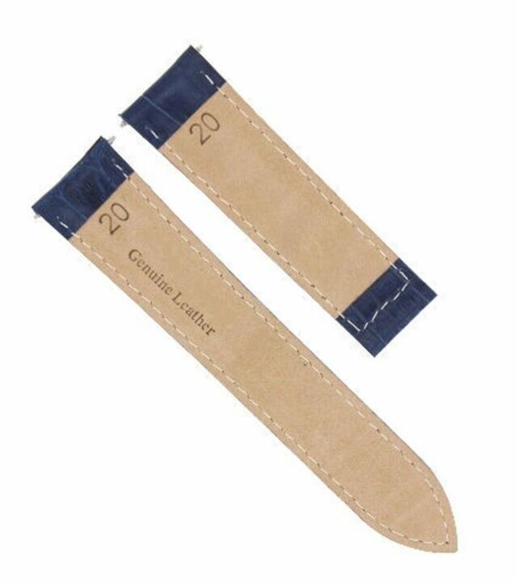 20MM LEATHER WATCH BAND STRAP FIT CARTIER TANK FRANCAISE DEPLOYMENT CLASP BLUE