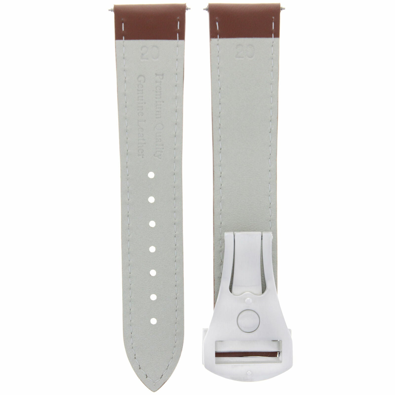 LEATHER WATCH BAND STRAP DEPLOYMENT FOR 20MM OMEGA SEAMASTER PLANET OCEAN TAN WS