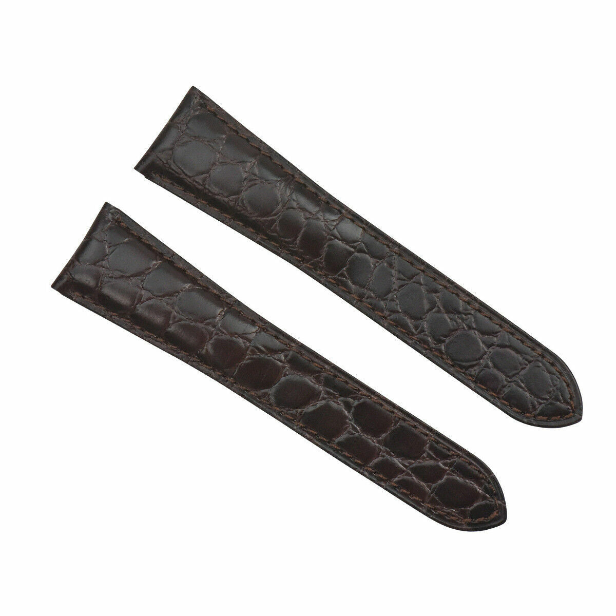 18MM LEATHER STRAP CROC BAND FOR FIT CARTIER TANK RONDE SOLO 2452B WATCH BROWN