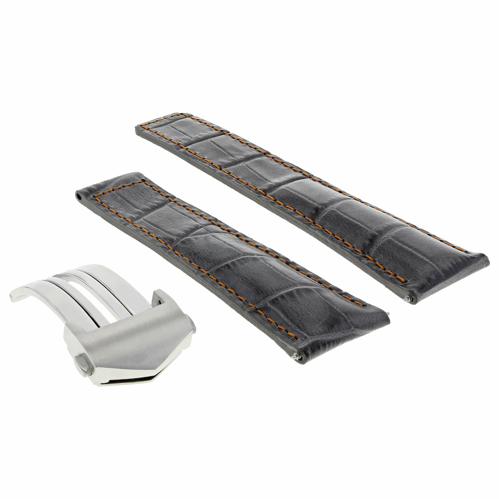 22MM MONACO LEATHER WATCH BAND STRAP CLASP BUCKLE FOR TAG HEUER CARRERA GREY OS