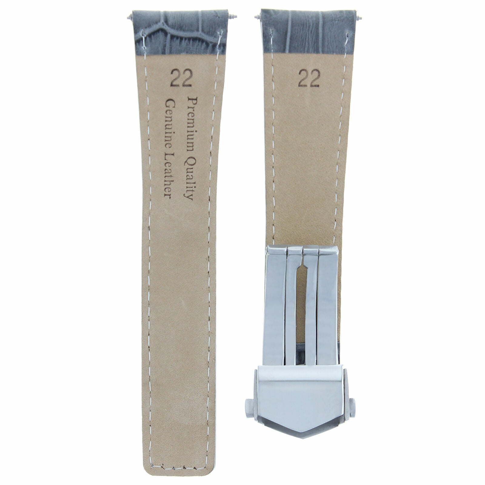 22MM MONACO LEATHER WATCH BAND STRAP CLASP BUCKLE FOR TAG HEUER CARRERA GREY OS