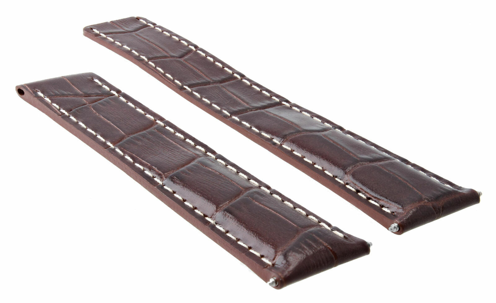 18MM LEATHER WATCH BAND STRAP DEPLOYMENT CLASP FOR BREITLING PILOT 18/16 BROWN