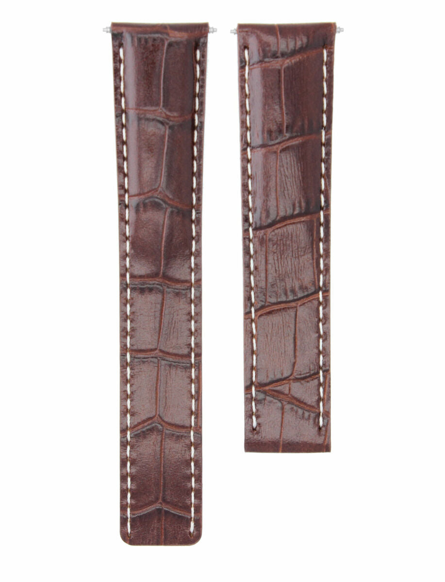 18MM LEATHER WATCH BAND STRAP DEPLOYMENT CLASP FOR BREITLING PILOT 18/16 BROWN