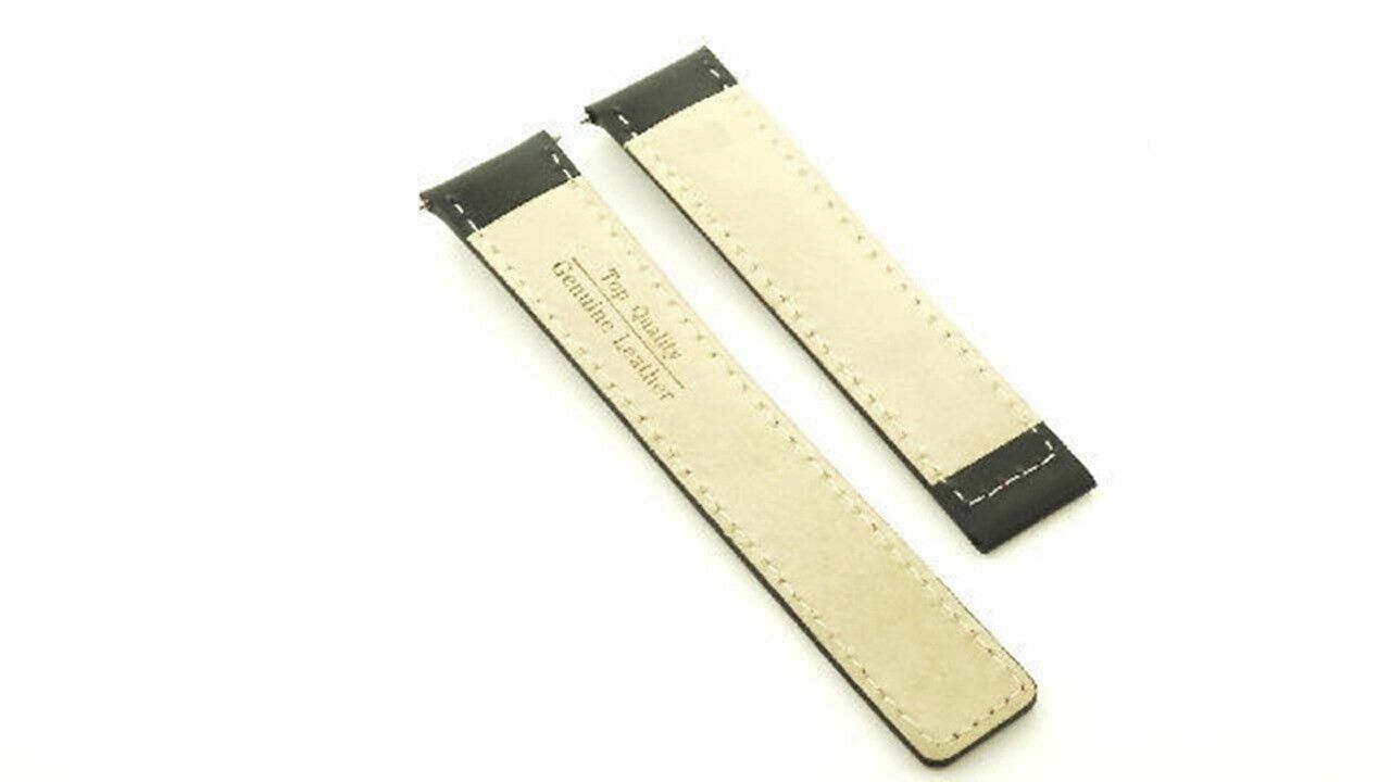 20MM LEATHER BAND STRAP DEPLOYMENT FOR 20/16MM TAG HEUER MONZA CR5110 BLACK OS