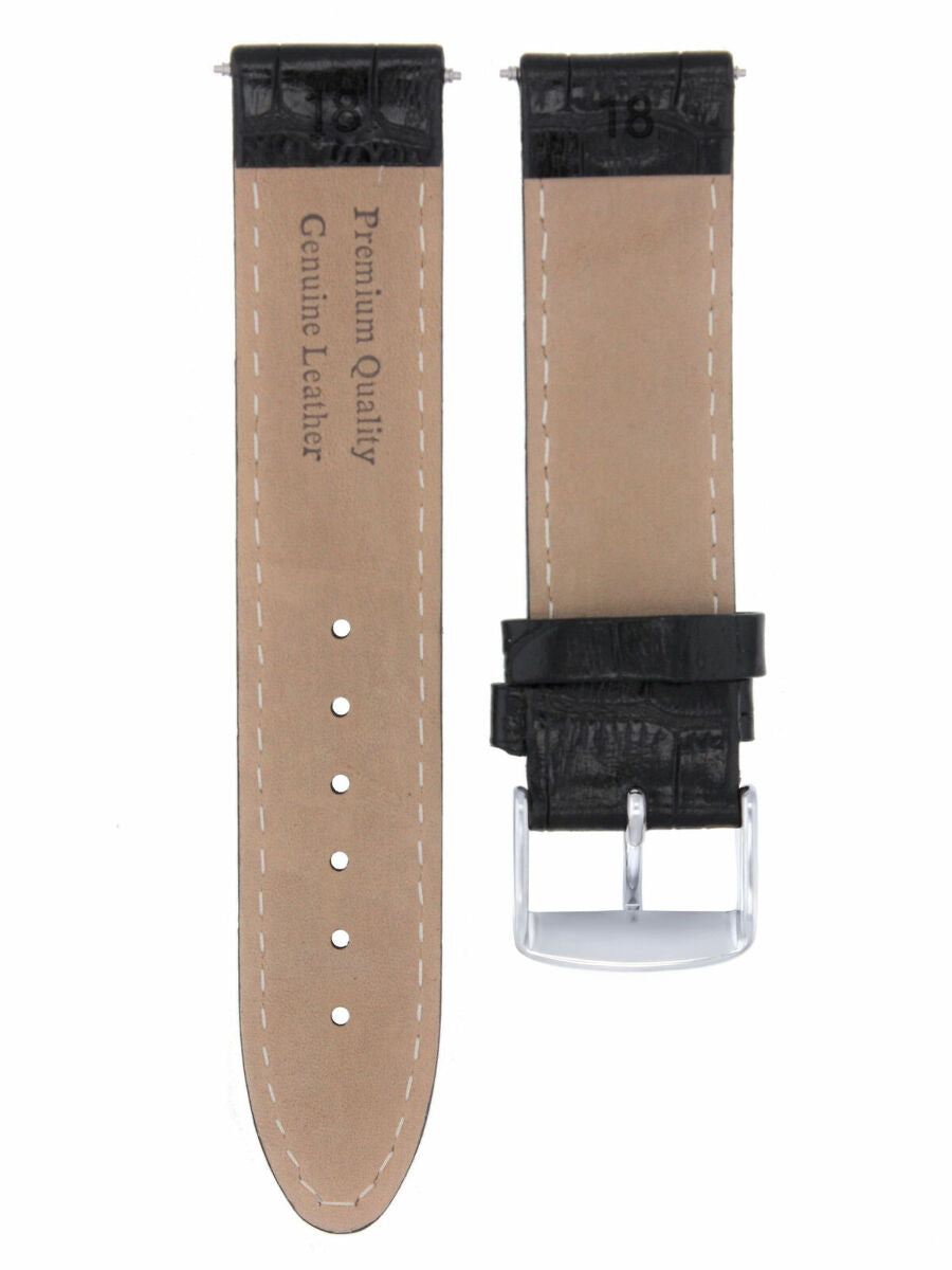 18MM PREMIUM NEW LEATHER STRAP BAND FOR ROLEX WATCH BLACK WHITE STITCHING